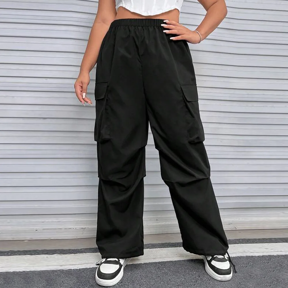 Pantaloni casual da donna in vita elastica taglie forti Pantaloni da lavoro Pantaloni da donna Faion di grandi dimensioni vestibilità comoda