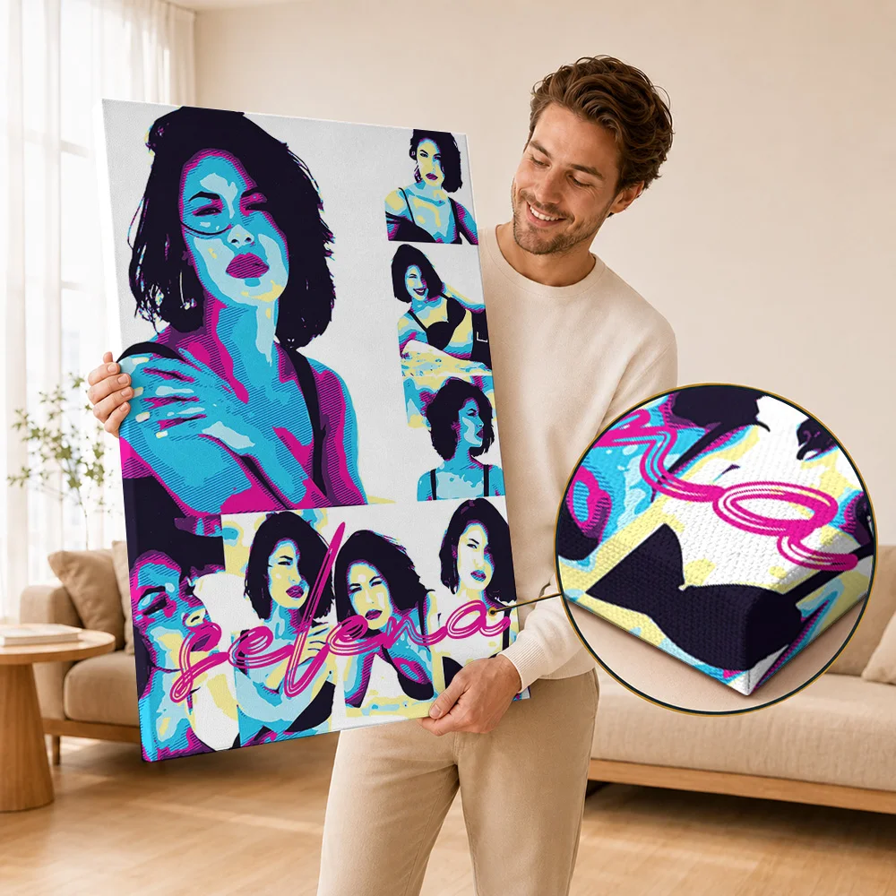 Selena Quintanilla Framed Canvas Poster Personalized Photo Vibrant Latin Music Style Wall Art For Dance Studio Collector Gift