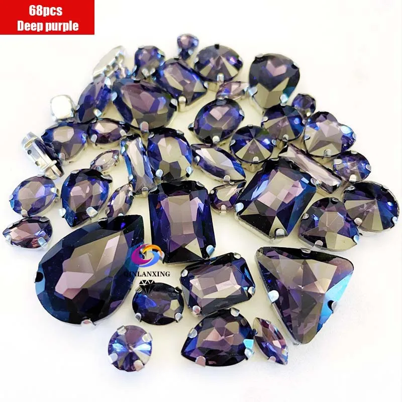 68Pcs Mix Kristall Splitter Klaue Einstellung Strass Nähen Kleiden Für Handarbeit Stein DIY Nähen Auf Hochzeit Kleid Schuhe Taschen – Detail 19
