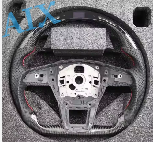 عجلة قيادة من ألياف الكربون الحقيقية تصميم رياضي LED ذكي لأودي S6 S7 S8 A7 RS6 RS7 RSQ7 RSQ8 2019-2024 قابل للتخصيص