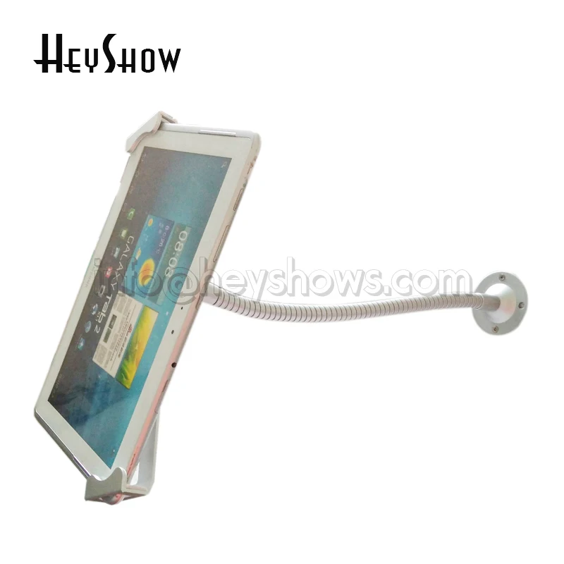 Flexible Metal Tablet Security Stand Base Wall Desk Mount Display Holder for iPad Lock Enclosure For 7-10.5\