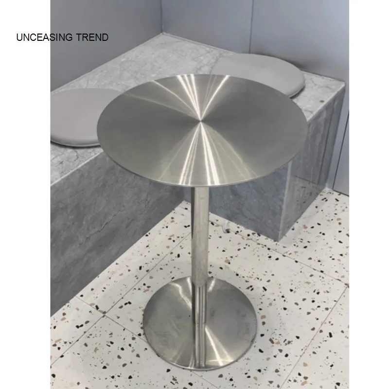 Simple Modern Industrial Style Cafe Stainless Steel Small Round Table Outdoor Leisure Round Iron Table Metal Dining Table