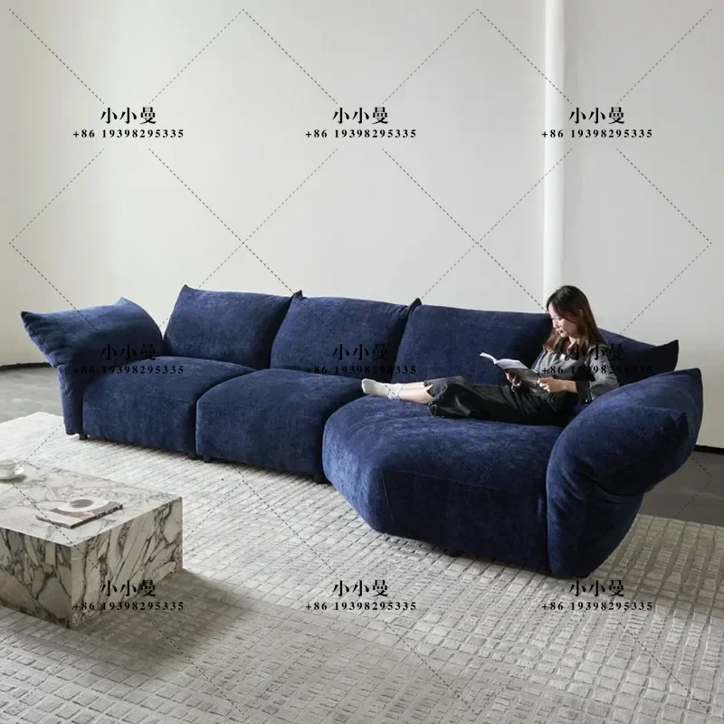 Italian Style Modern Living Room Corner Sofa Curved Petal Shape Chenille Fabric Sectional Couch for Small Apartment Simple