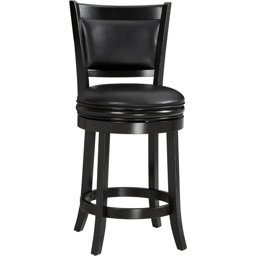 Swivel Counter Altura Barstool, assento preto, conjunto de 1, 24"