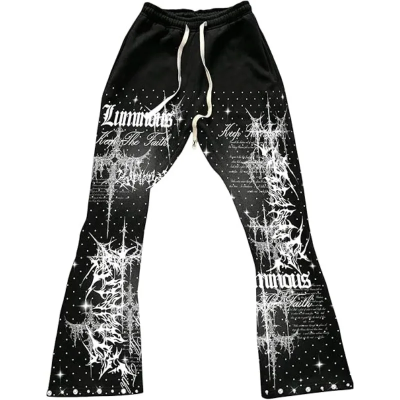 2026 Summer Y2k Pants Men Loose Trousers Casual Pants Mid Waist Sporty Female Clothes Streetwear Hip Hop Vintage Flared Pants