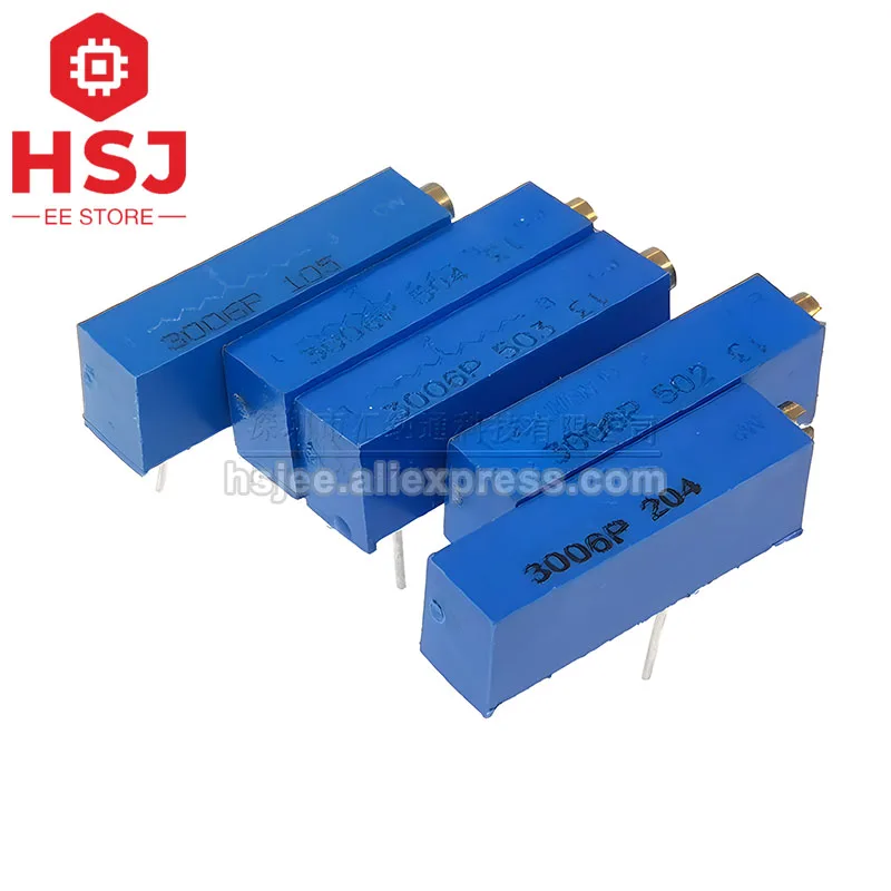 10pcs 3006P 3006 100 200 500 ohm 1K 2K 5K 10K 20K 50K 100K 200K 500K 1M ohm 100R 200R 500R Trimpot Trimmer Potentiometer