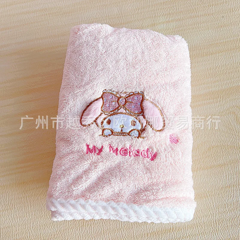 Sanrio Kuromi My Melody Towel Cinnamoroll Pochacco Coral Velvet Bath Towel Cartoon Cute Anime Soft Absorbent Towel Gift for Kids