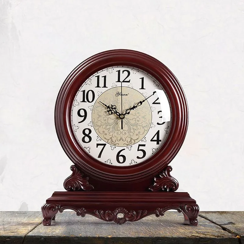 Retro Table Clock Wooden Desk Watch Aesthetic Luxury Living Room Tabletop Clocks Decorative Desktop Watches Home Decoration
