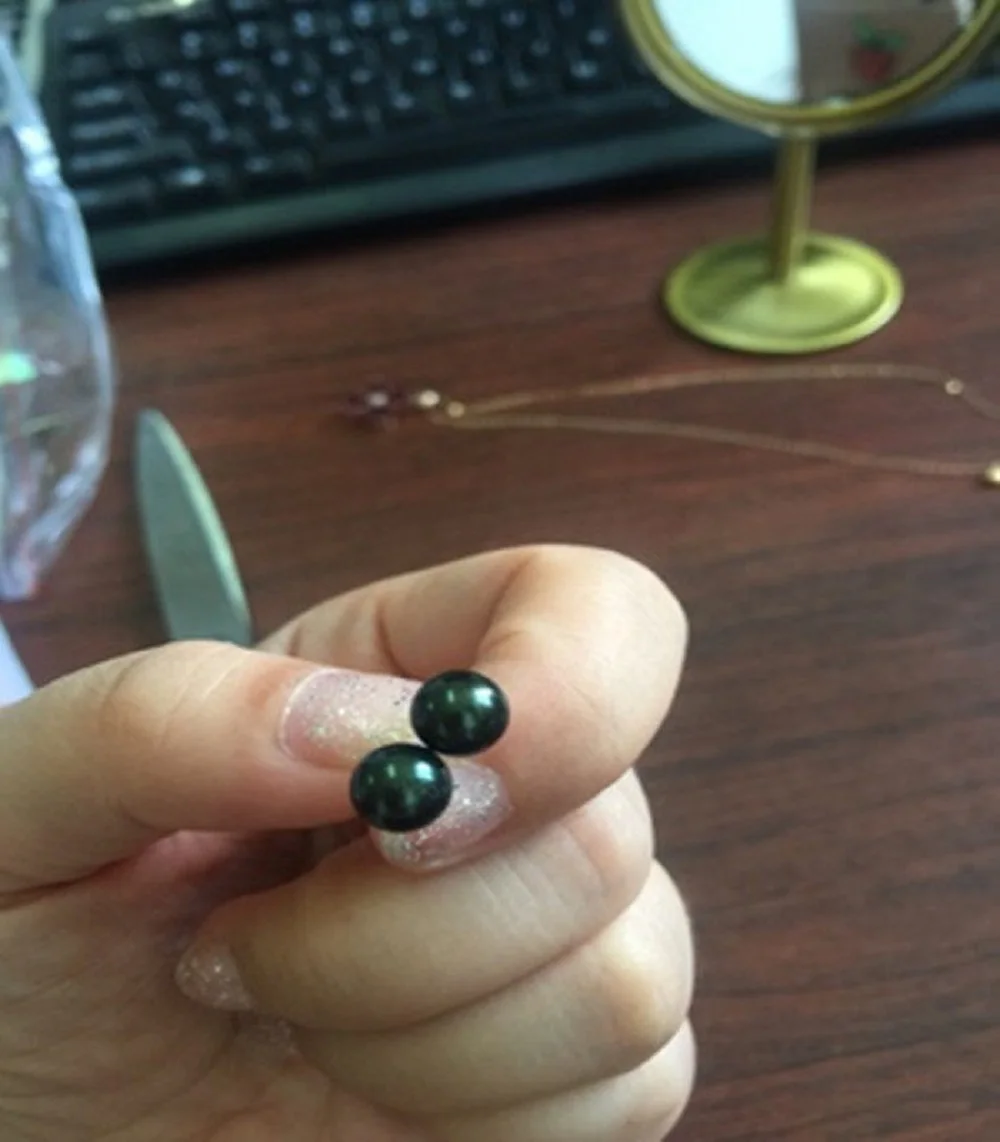 

925s/Tahiti Black Pearl Natural Pearl Earnail AAAA8-9mm/9-10mm/10-11mm