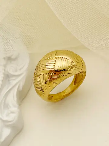 Simple fashion style Textured mesh ring stainless steel classic couples men and women wedding jewelry