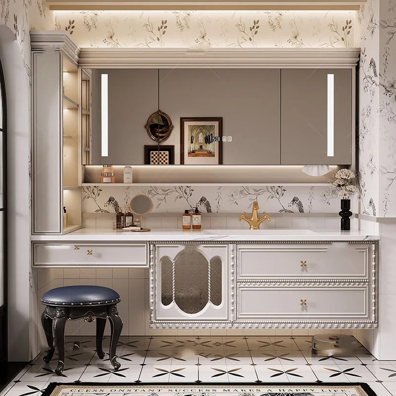 Black Vintage Bathroom Cabinets Door Handle Storage Floating Bathroom Cabinet Sink Drawer Badezimmer Schrank Home Furniture