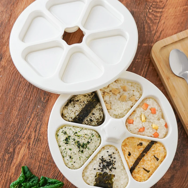 Onigiri Mould Triangle Onigiri Bento Box Japanese Sushi Mould 6 In 1 Make Nori Bun Rice Making Tools