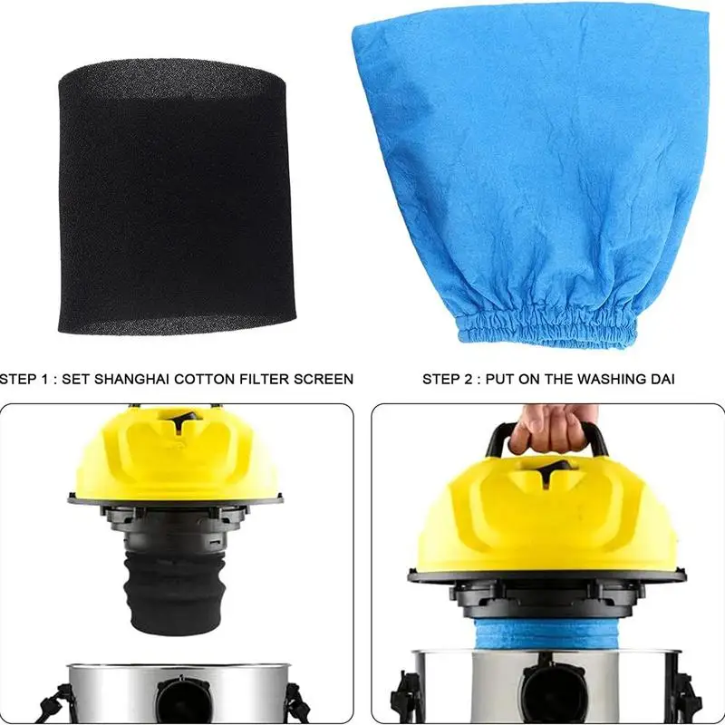 Textile Filter Bags Wet and Dry Foam Filter for Karcher MV1 WD1 WD2 WD3 Vacuum Cleaner Filter Bag Vacuum Cleaner Parts