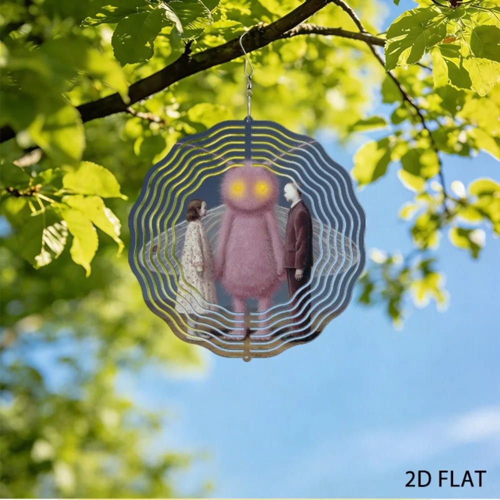 

Wrought Iron Garden Wind Chimes Girls Pink Plush Creature Lawn Art