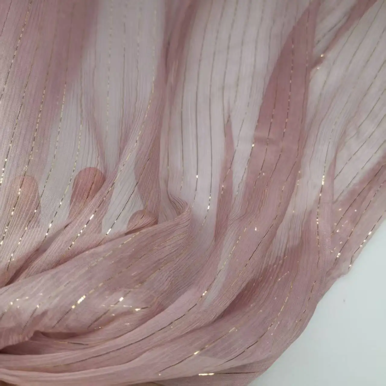 Metallic Bling Silk Georgette Shimmer Mauve Pink Qualified Shiny Silk Breathable Fabric