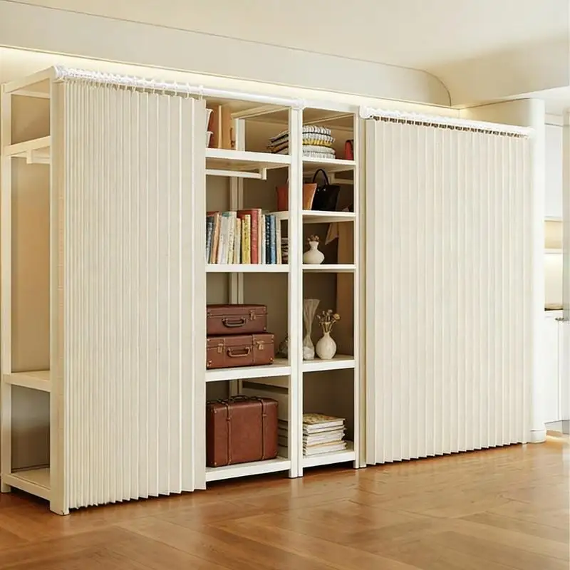 Polyester Foldable Partition Curtain with Hooks, Privacy Protection Room Divider Screen for Bedroom Living Room No Rod Needed