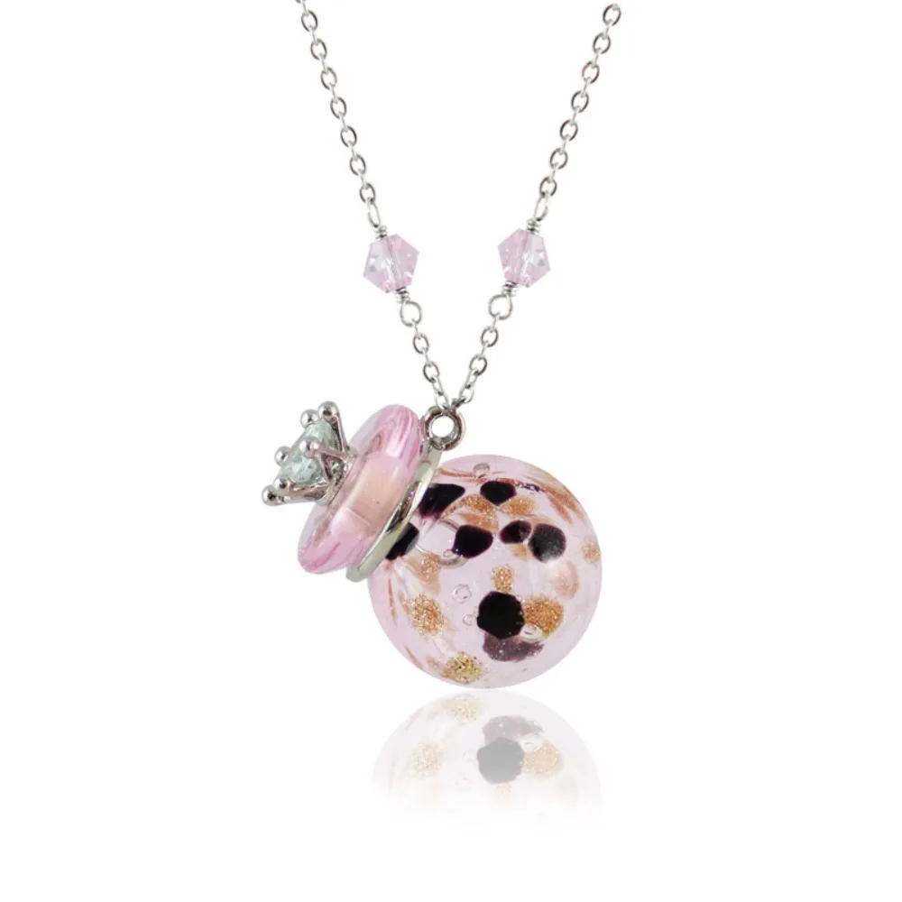 Retro Rotundity Perfume Essential Oil Bottle Pendants Fashion Lady Cork Glass Wish Necklace Jewelry