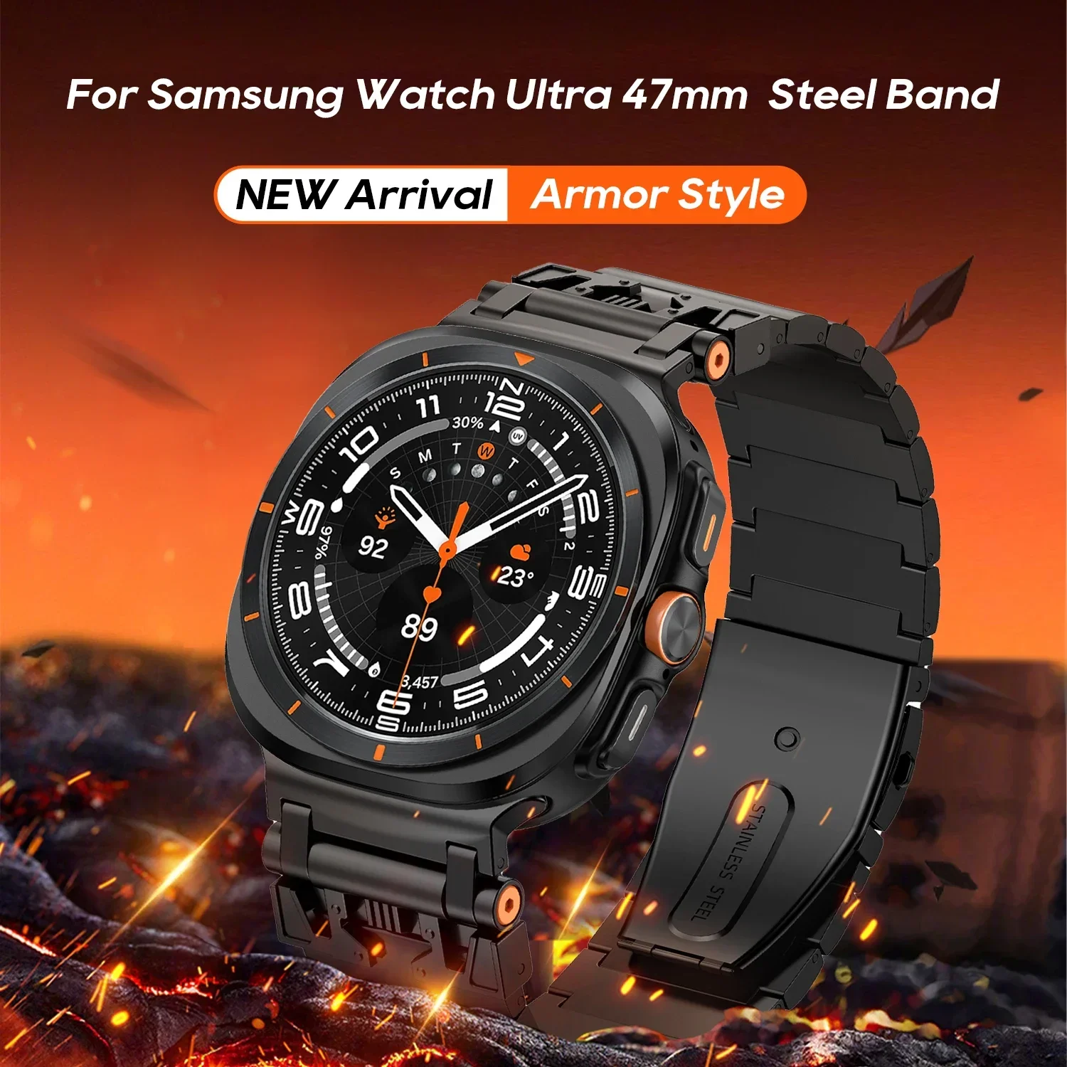 Armor Stainless Steel Strap For Samsung Galaxy Watch 7 Ultra 47mm Watch Band Bracelet Correa GalaxyWatch7 Ultra Metal Strap Belt