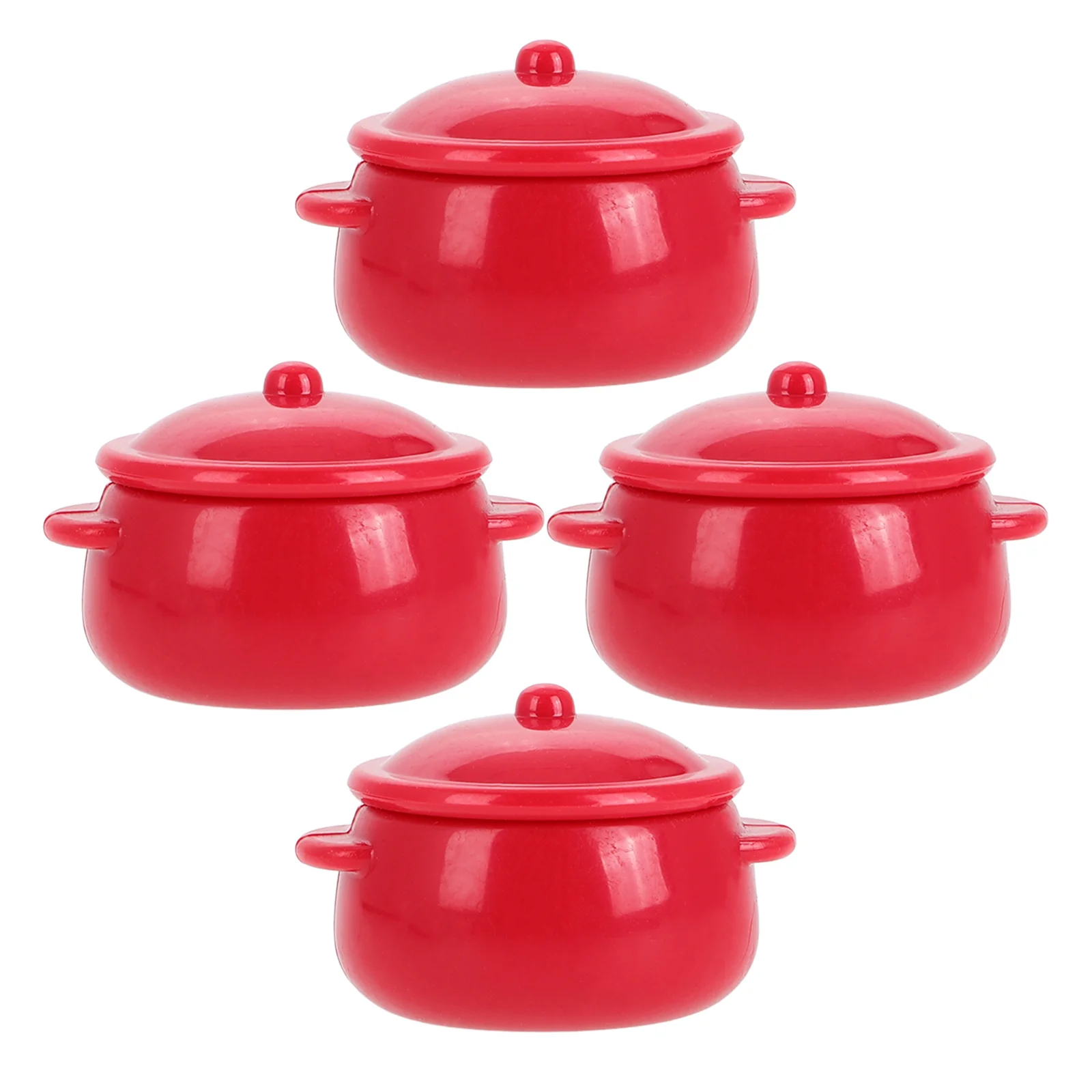 4 Pcs Model Pot Toddler Toys Models Dollhouse Accessory Cooking Utensils Plastic Mini Verse Happy Hour