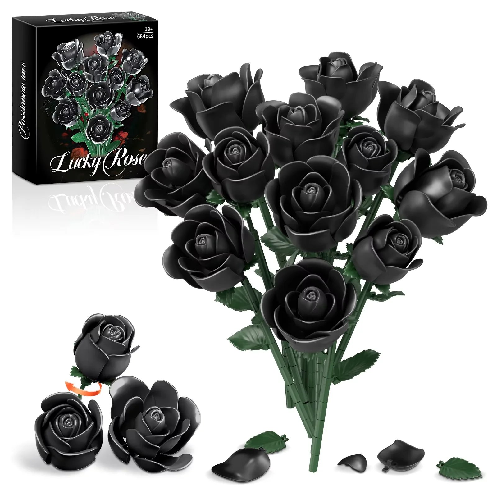 

Строительные блоки-конструкторы, подарок на День святого Валентина для женщин/мужчин, для домашнего декора, подарки на годовщину, 968 деталей, романтический букет из роз