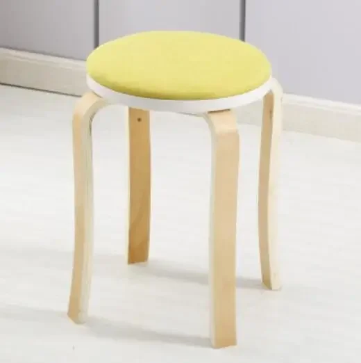 

Bent Wood Stool, Fashionable and Creative Living Room Small Chair, Home High Round Stool, Simple Soft Surface Dining Table Bench