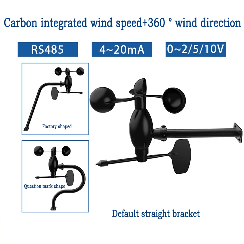 

Polycarbon Wind Speed and Direction Sensor Agricultural Environment Measurement Transmitter 360 ° Weather Station 0-60m/s