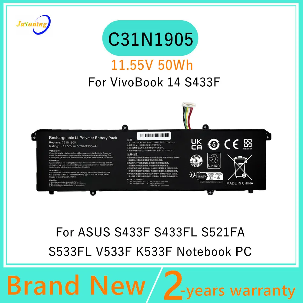 

Laptop Battery For Asus VivoBook 14 S433F S14 S433 C31N1905 S433F S433FL S521FA S533FL V533F K533F Notebook PC