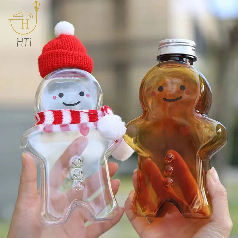 1pc Cute Ceative Gingerbread Man Drinking Cup Kitchen Milk Tea Water Botter Portable Shaker Drink Bottle Home Couple Gifts