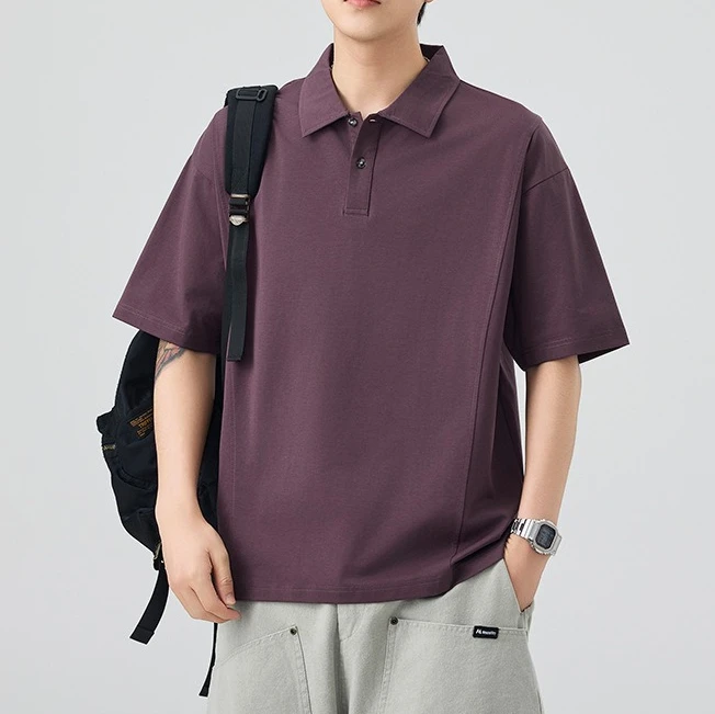 2026 Summer Men's Short-sleeved POLO Shirt Fashionable Loose Solid Color Lapel Top Versatile