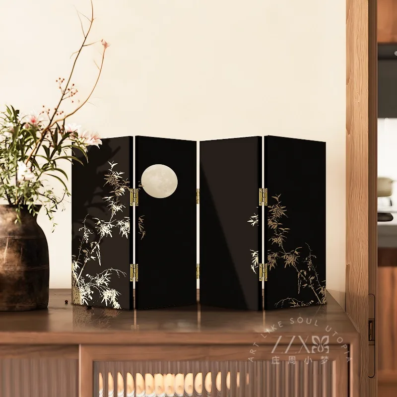 

New Chinese Style Mini Tabletop Screen Vintage Office Desk Decor Room Divider for Study Tea Table Entryway Art Painting Gift