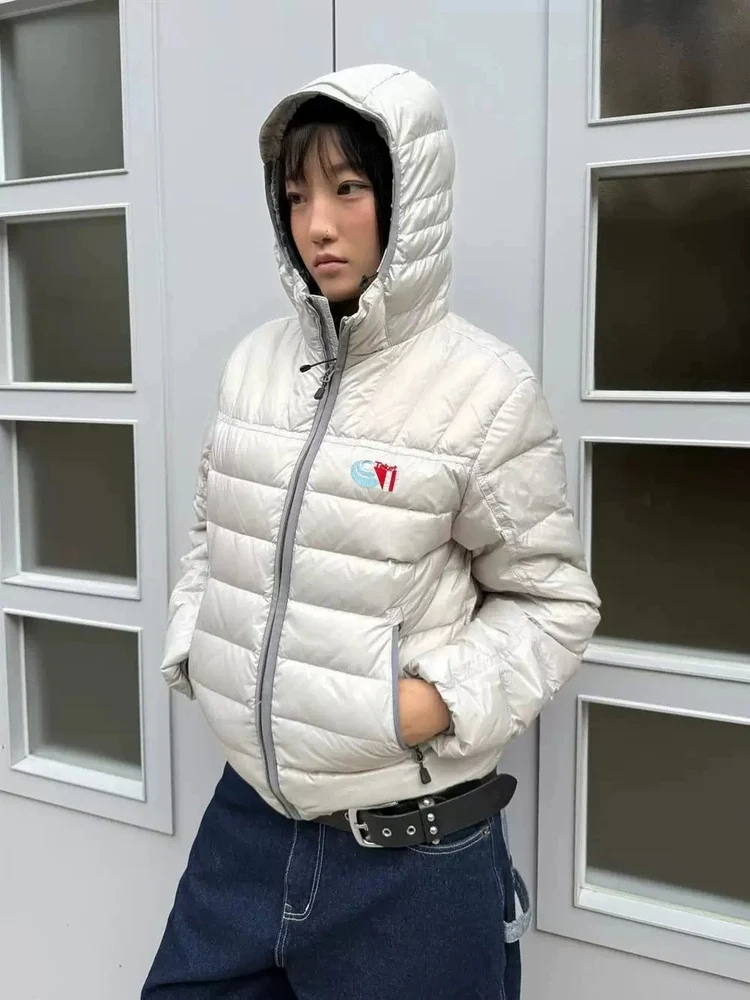 Jaet acolchado ligero para mujer, abrigo informal con capucha y cremallera, ropa de abrigo cálida, abrigo a prueba de viento de nailon con diseño Faion para primavera y otoño
