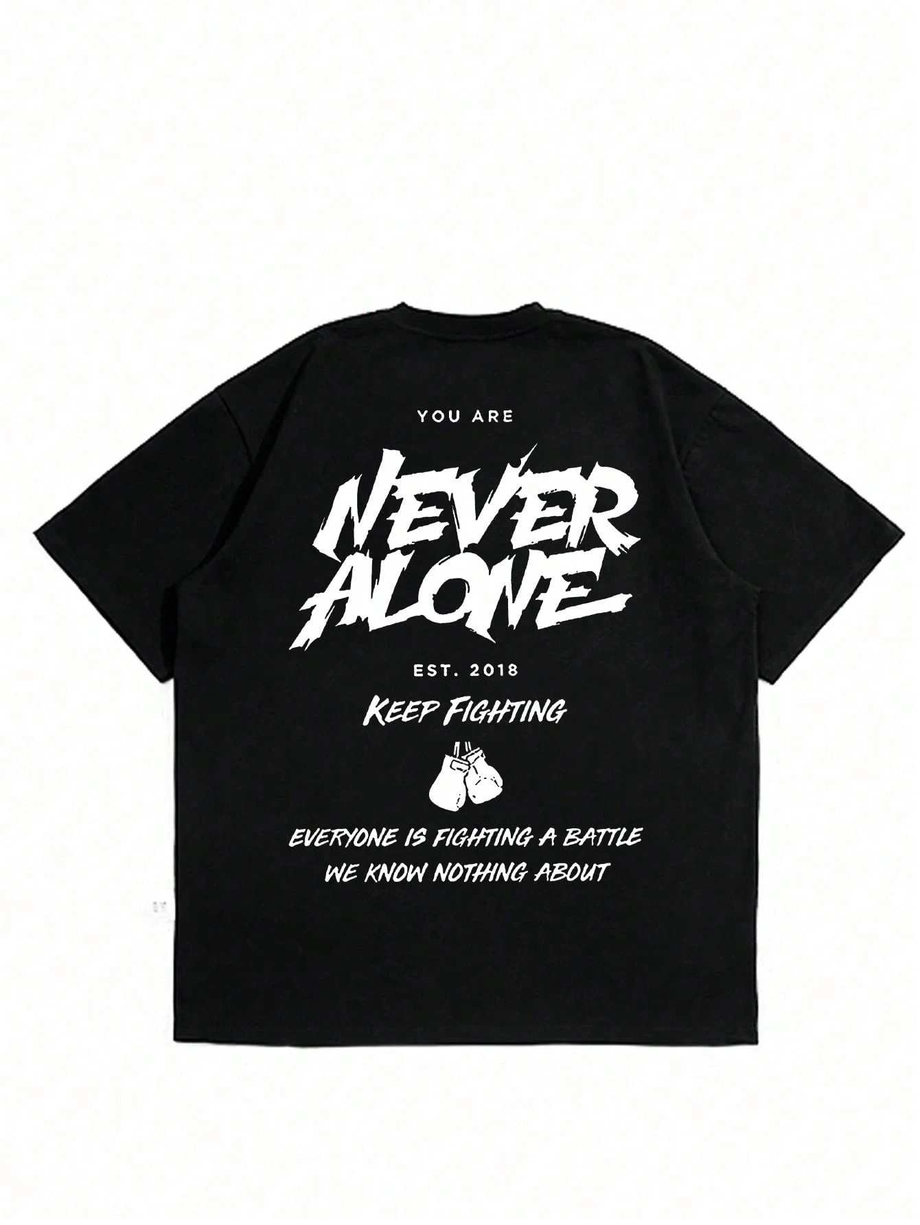 2026 New Boxing Family Matching Unisex Oversized T Shirt Never Alone Boxing Glove Slogan Print Streetwear Tee
