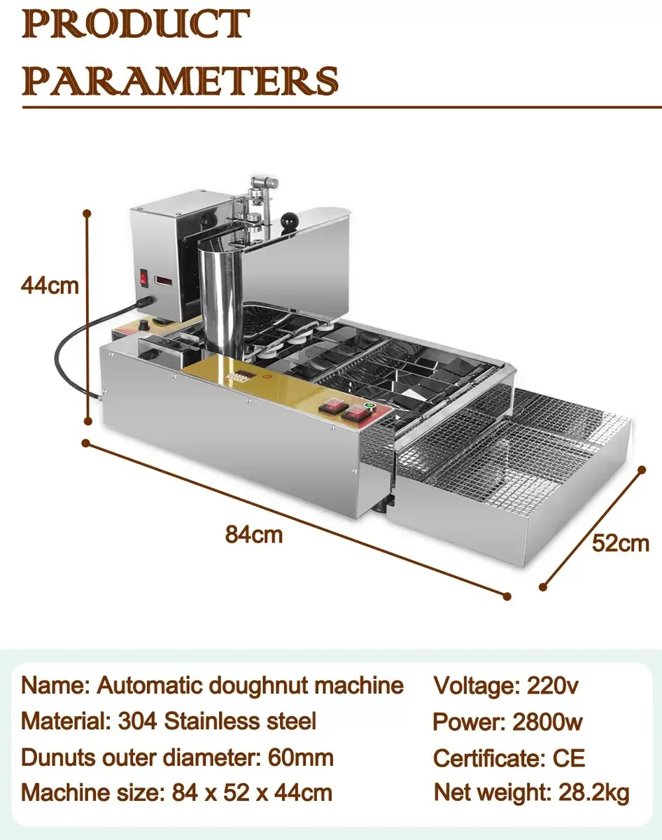 2800W Electric Commercial 4 Rows Automatic Mini Donut Maker Machine Fryer