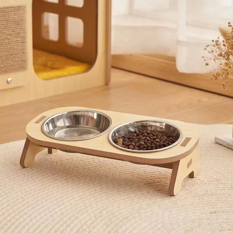 Cat Double Bowl Adult Cat and Kitten Porcelain Bowl Anti-knock Cat Food Bowl Ceramic Pet Bowl Cat Bowl Small Dog Bowl