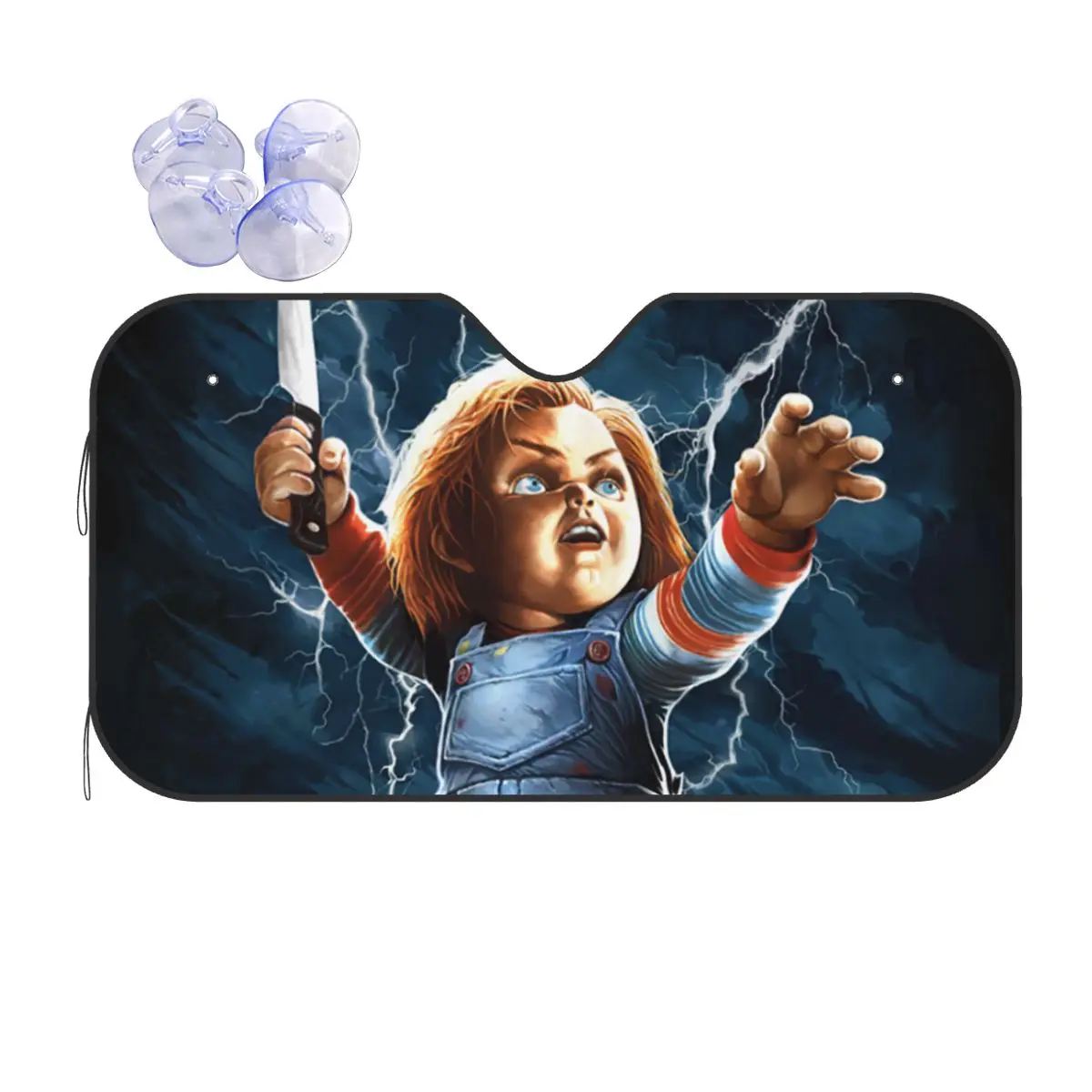 Chucky Childs Play Windshield Sunshade Horror Movie Mistery Cover Front Block Window 76x140cm Car Sunshade Heat Reflector