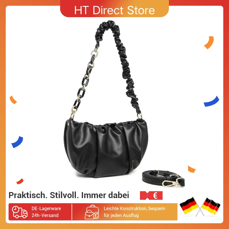 Miss Lulu borsa a tracolla da donna Design pieghettato borsa a tracolla Vintage borsa a tracolla catena elegante piccola borsa