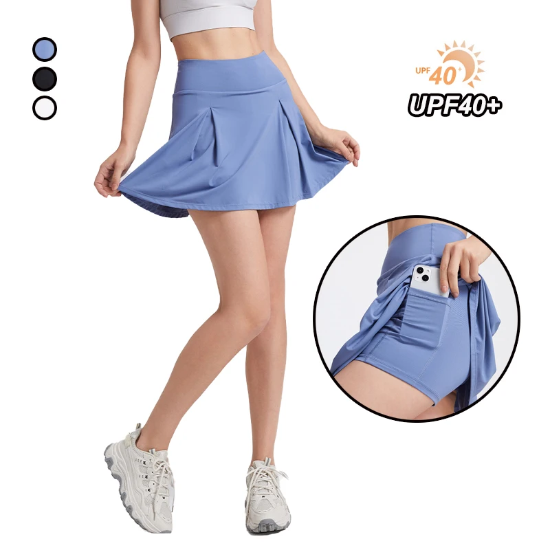 

Women Tennis Skort Spandex Badminton Short Dress Anti UV Breathable Golf Culottes Women Gym Shorts Yoga Running Pleated Skirt