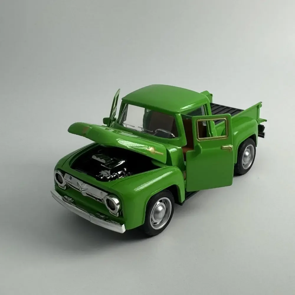 Modelo de camión de Metal rojo, Mini colección de coches fundidos a presión de aleación Vintage, decoración para niños, juguetes de Navidad de Año Nuevo, regalo