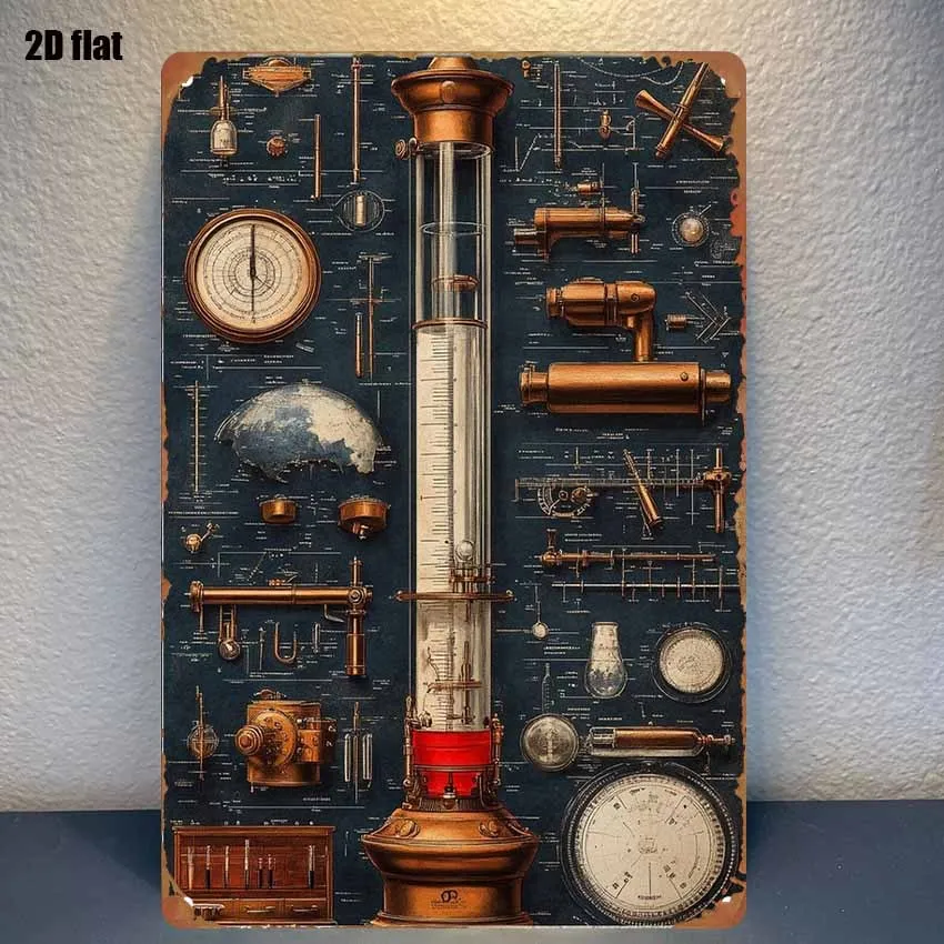 2D Metal Wall Art, Steampunk Laser Cut Iron Sign, Vintage Industrial Decor, Indoor Outdoor Plaque for Bedroom Bar Garage Garden,