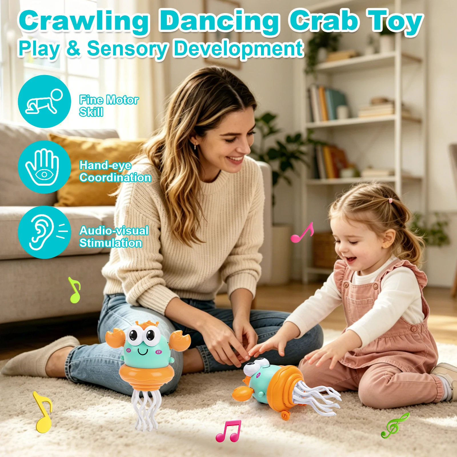 Juguetes electrónicos para mascotas para chico, pato bailando y pulpo, pingüino Musical, juguetes para gatear para bebés