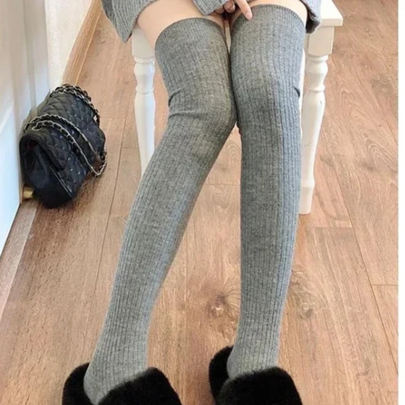 ผู้หญิงขายาวกว่าเข่าถุงเท้าฤดูใบไม้ร่วงและฤดูหนาวผ้าฝ้าย JK ญี่ปุ่น Slimming ถุงเท้าต้นขาขาสูงสวยถุงเท้ากอง