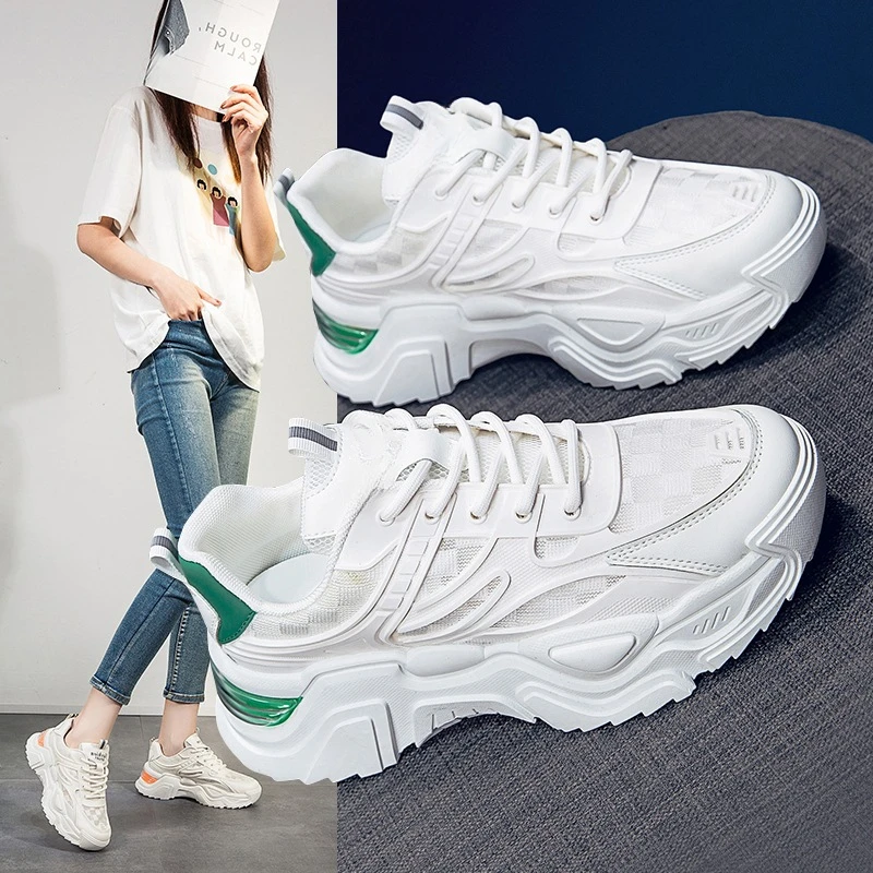 Network Surface Daddy Shoes Female Summer Breathable 2024 New Small White Shoes Sports Casual Wear-resistant Women's Shoes