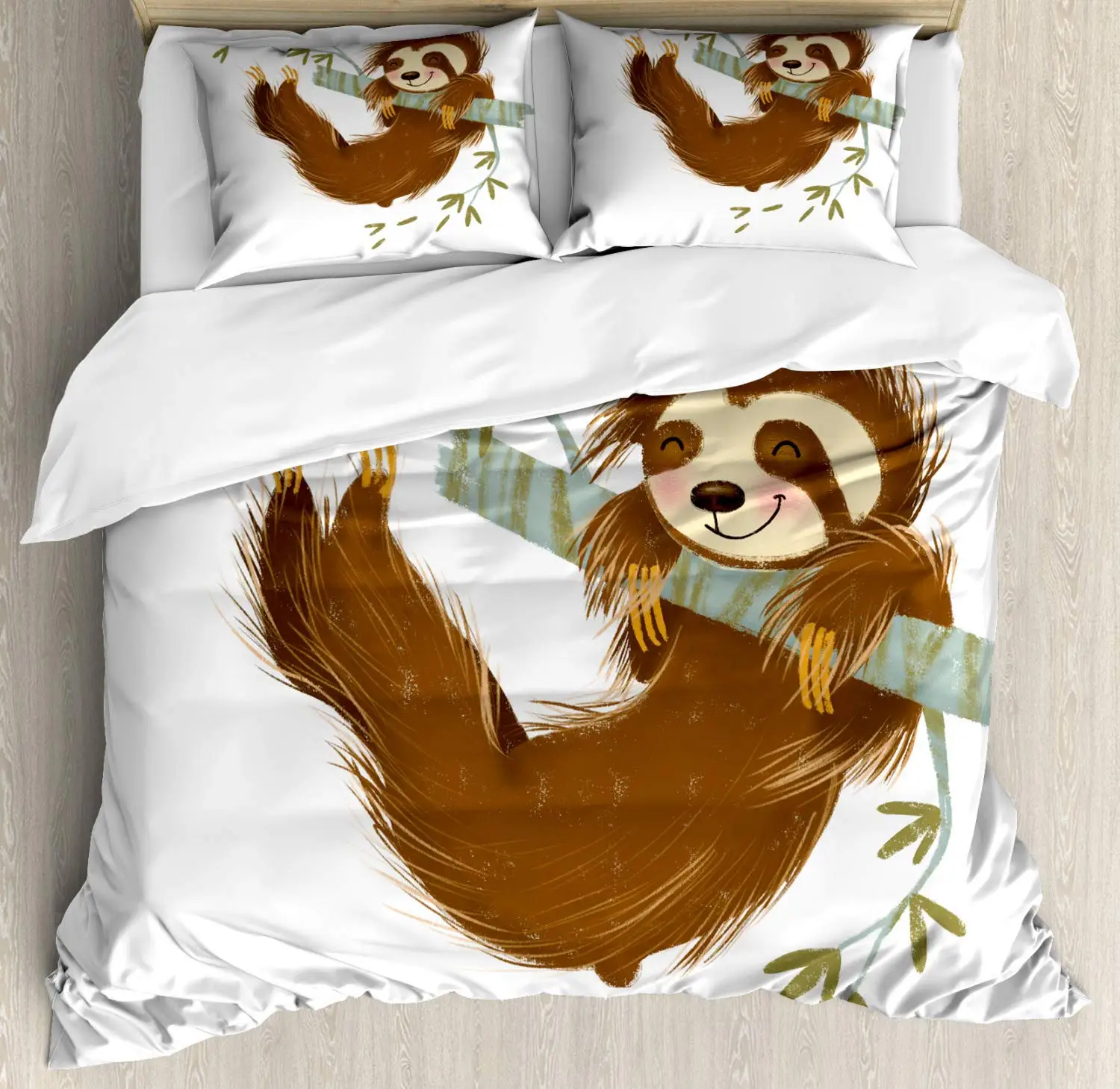 

Sloth Bedding Set King Size,Cartoon Duvet Cover Set for Kids Girls Boys,Sloth Pattern Comforter Cover,1 Quilt Cover 3 Pieces