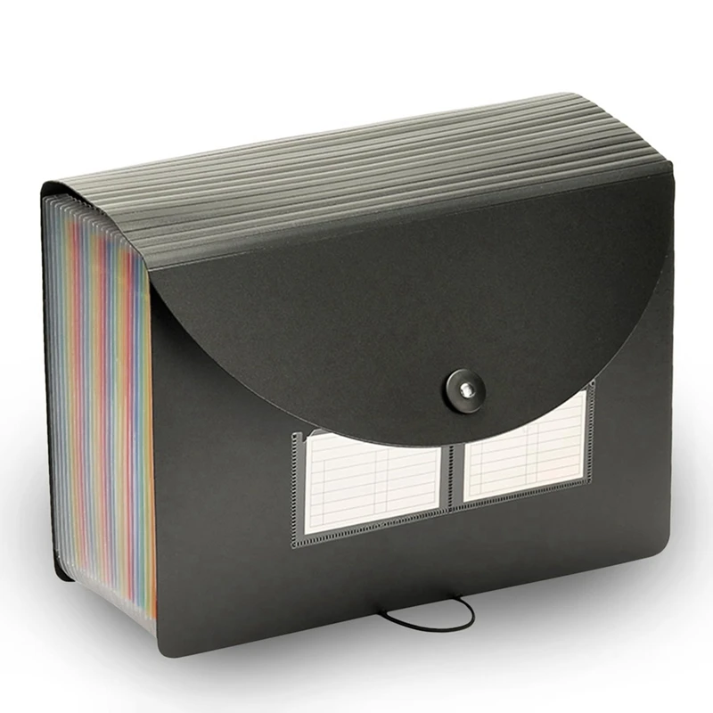 24 Pockets Expanding File Folder With Blank Labels, File Organizer With Expandable Cover, Accordion File Organizer