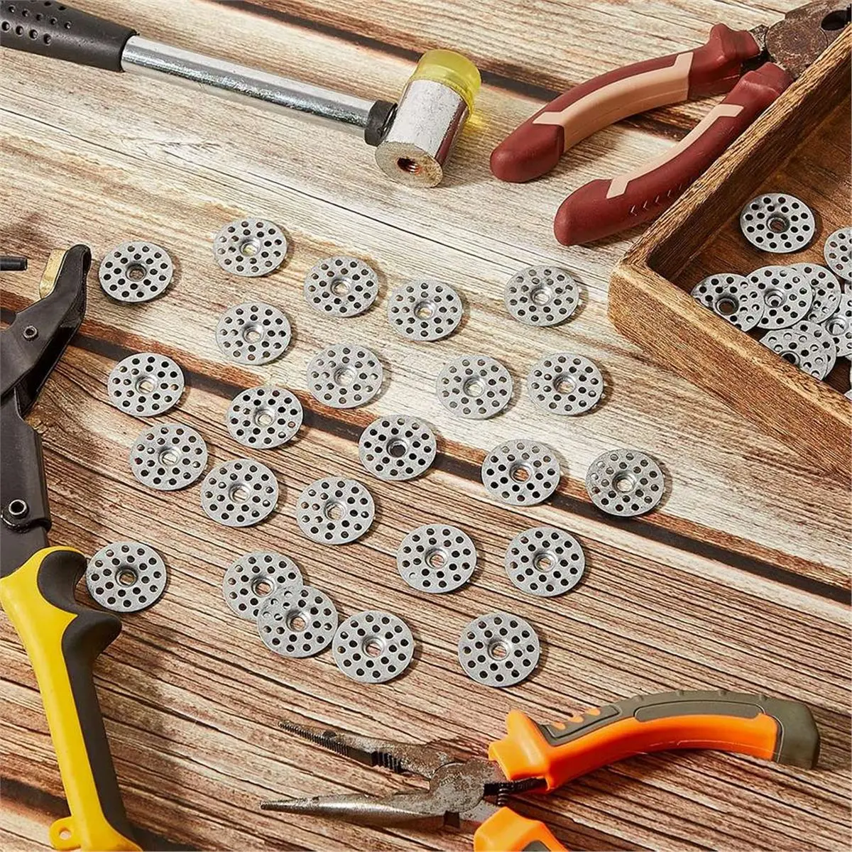 200 Pieces 1 Inch Plaster Washers for Wall Repair, Metal Discs for Wall Repair,Drywall Rings Buttons,Supports Fastener