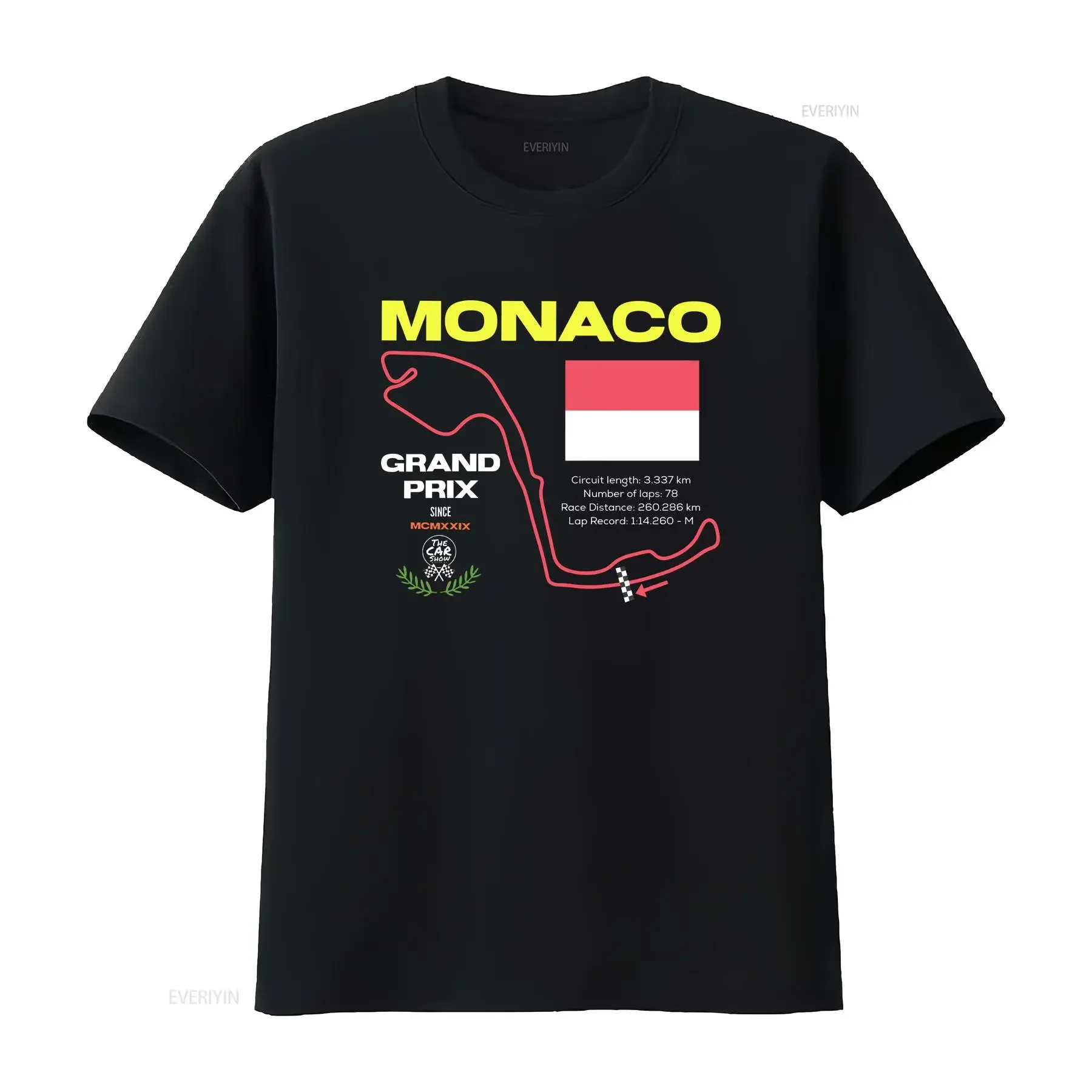 MONACO GRAND PRIX Premium Fit T Shirt vintage Washed Casual homme Soft Versatile Comfortable Stretched Slightly