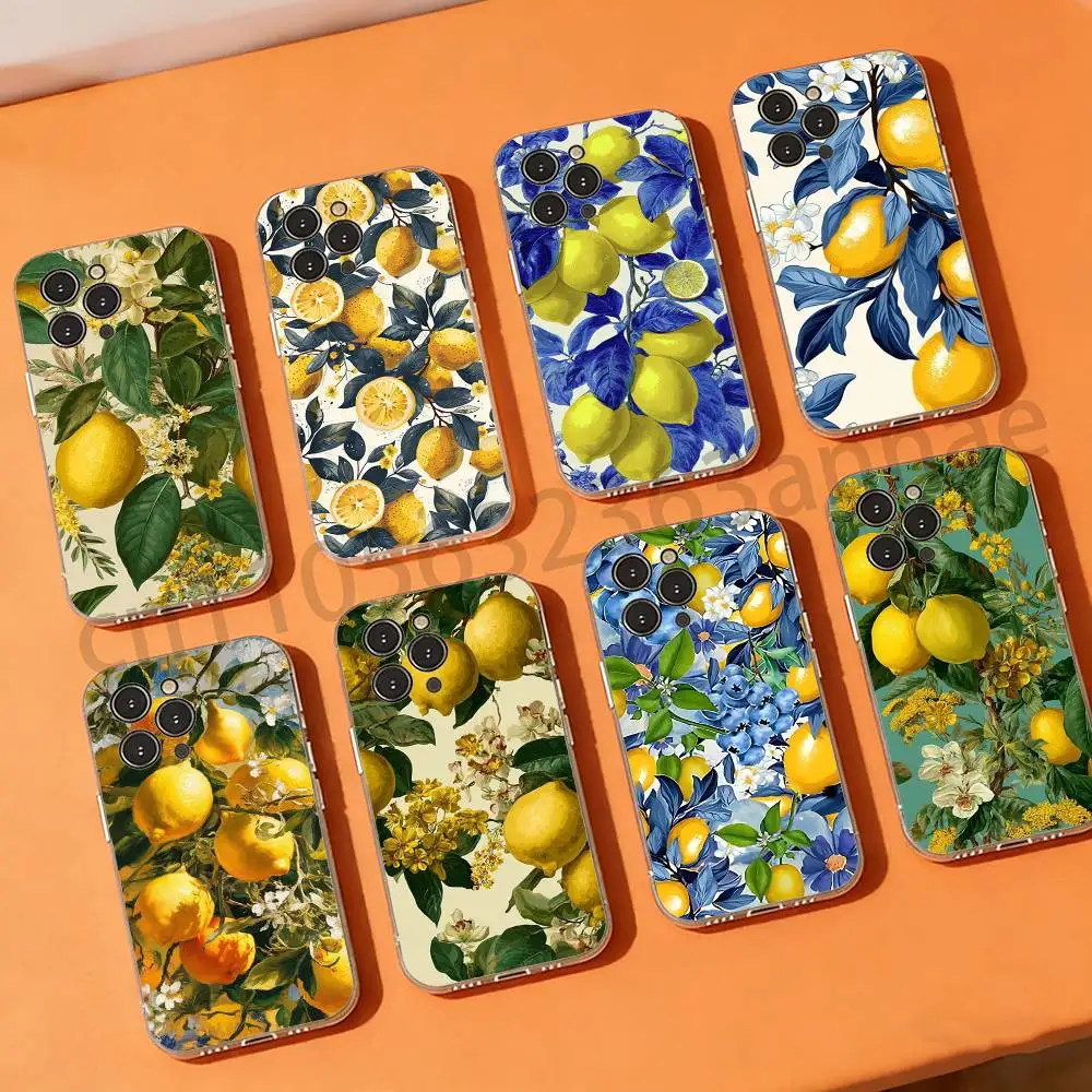 

Fruit Lemon Art Pattern Phone Case for iPhone 11Pro 13 12 11 Pro Max 16e 17 Air 16 15 14 Plus 11ProMax