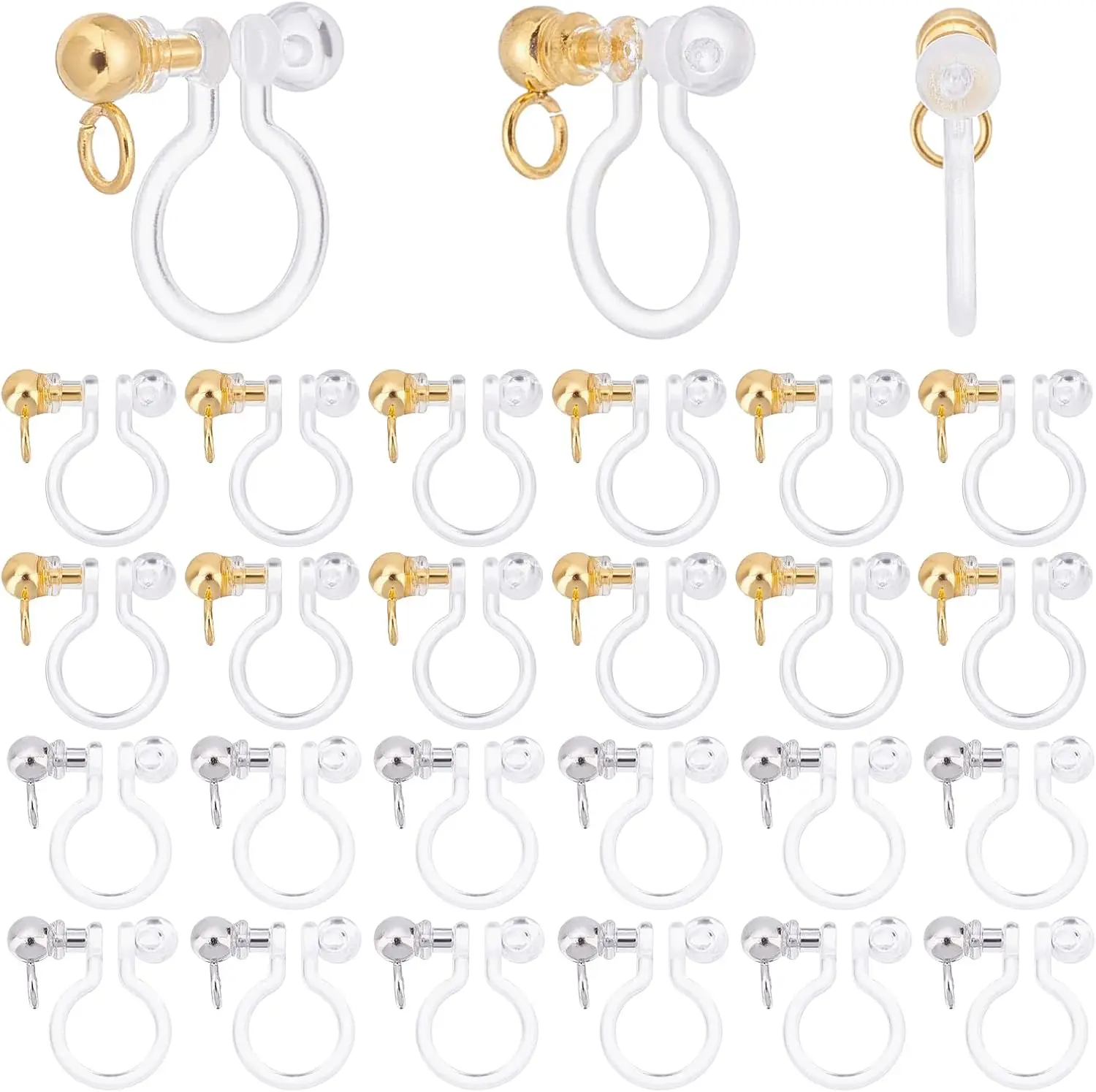 24pcs Transparent U Type Earring Findings for Non-Pierced Earrings