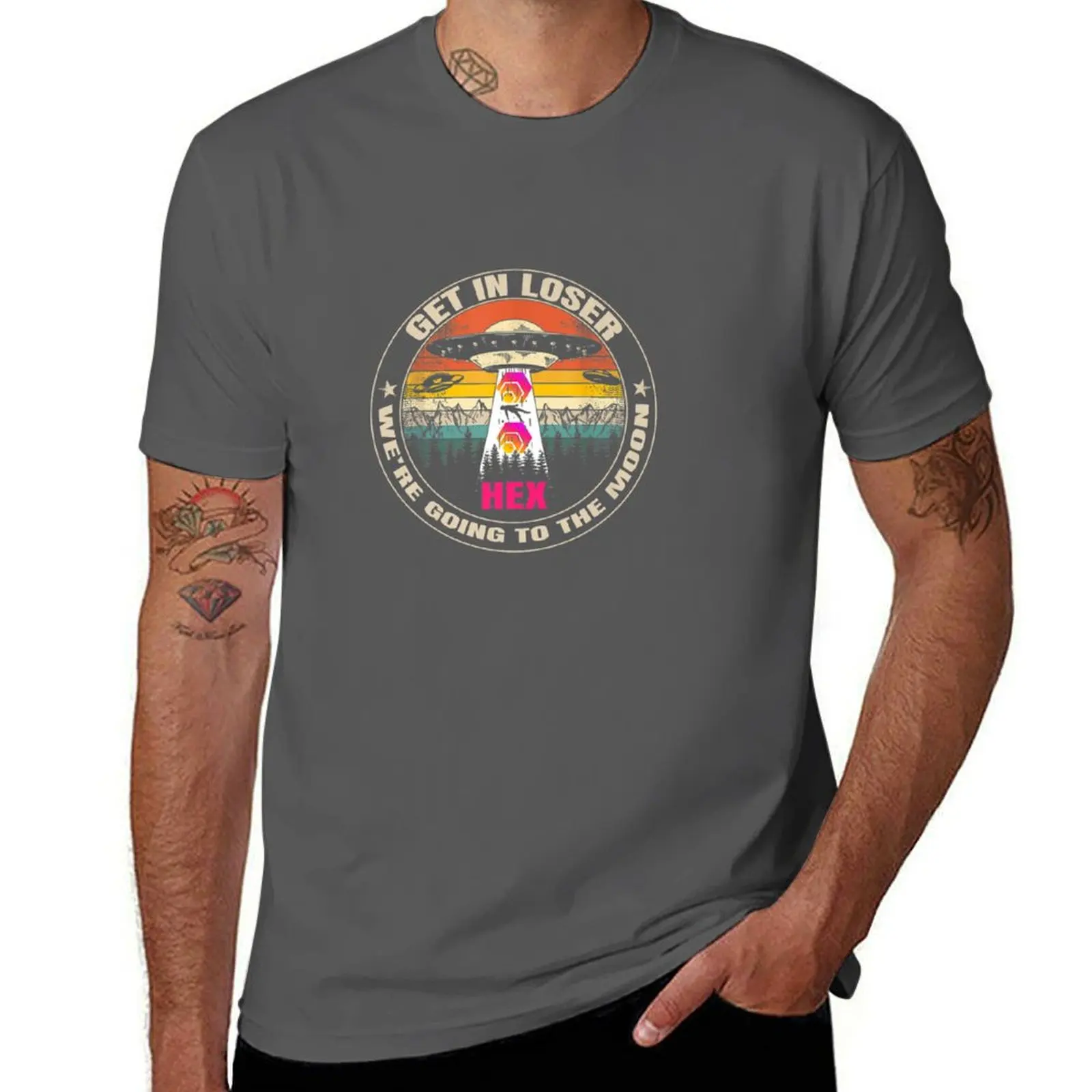 HEX Crypto Get In Loser We39;re Going To The Moon Funny T-Shirt T-Shirt man t shirt graphic t shirt man casual T-Shirt