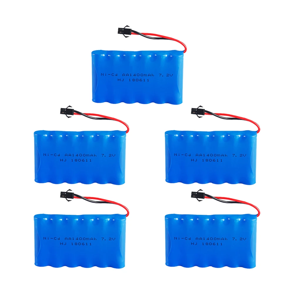 7.2V 1400mAh Battery Pack Ni-CD Rechargeable Battery Set for RC Cars Robots Tanks Train Gun Boat Parts SM Plug 1-10PCS/Lot